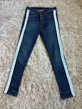 Veronica Beard Debbie Skinny Jeans with Cream Side Stripes
